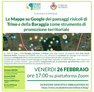 Webinar - Le Mappe su Google dei paesaggi risicoli di Trino e della Baraggia come strumento di promozione territoriale