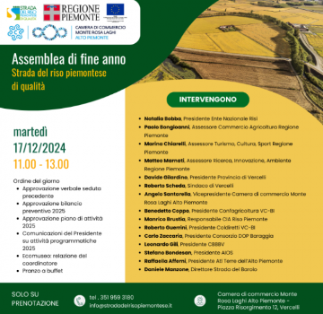 Assemblea Strada del Riso Piemontese di Qualità - Dicembre 2024